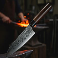 VG10 ダマスカス 三徳包丁185mm 茶柄 G1706E 月光作 - メルカリ