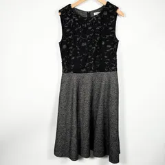 エムプルミエ ブラック M-Premier BLACK ノースリーブ 切替ワンピース レース ウール混 黒 ブラック 36