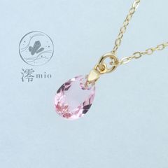 14kgf  スワロフスキー クリスタル 一粒 雫 ドロップ ピンク ローズピンク ピンク色 桃 桜 シンプル オフィス カジュアル フォーマル 母の日 上品 気品 大人かわいい 甘い 乙女 ギフト プレゼント 選べるラッピング デート 食事 お守り 恋愛