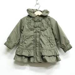 エニィファム ショートコート リボン フリル アウター ベビー 女の子用 90サイズ カーキ anyFAM 【中古】