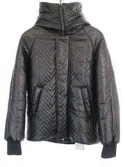 NEIL BARRETT ニールバレット 13AW 中綿キルティングフーデットレザージャケット ブラック XSのサムネイル
