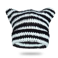 HYDE ネコ耳 ニット帽 ボーダー 白×黒 6or9 L'Arc hyde