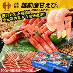 甘エビ 甘えび 子なし 小 刺身 1kg 500g×2箱 約80〜100尾 冷凍 越前甘エビ 福井県 ギフト