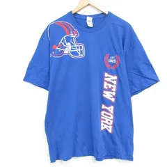 XL/古着 半袖 Tシャツ メンズ NFL ニューヨークジャイアンツ コットン クルーネック 青 ブルー アメフト スーパーボウル 25aug01 中古