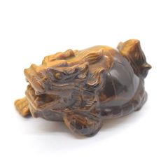 龍亀 ドラゴンタートル 置物 ロングイ タイガーアイ 7cm 天然石製 虎目石