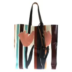 MARNI (マルニ) レザーハンドル チューリップ ストライプ PVC トートバッグ マルチのサムネイル