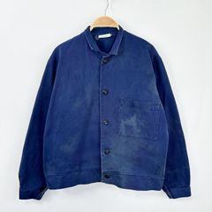 ヴィンテージ 70s ユーロ コットンツイル ワークジャケット カバーオール   輸入古着 海外古着 ビンテージ vintage 70年代 ネイビー メンズ 【S71-5】