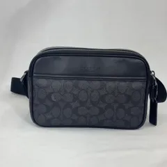 【美品】COACH コーチ シグネチャー グラハム クロスボディバッグ ショルダーバッグ ダブルファスナー レザー 本革 PVC ブラック 黒色