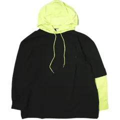 ADD SEOUL エーディーディーソウル Layered Hoodie レイヤードプルオーバーパーカー 1 BLACK/LIME オーバーサイズ トップス g18664