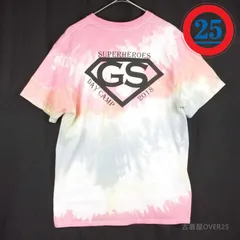 Lサイズ｜GILDAN SUPERHEROES DAY CAMP 2018 タイダイ染 グラデーション 半袖Tシャツ ホワイト・ピンク・ブルー コットン100% US古着【湘南倉庫】メンズ　白Tシャツ カラーTシャツ