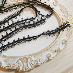 ゴシックレース★トーションレース★ケミカルレース★ブラック★14mm幅★2m〈RT0010〉ドール服　ラッピング　デコ　スクラップブッキング　コラージュ