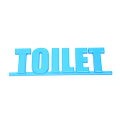 トイレ　サイン　TOILET文字　アルファベット　ブルー　プラスチック