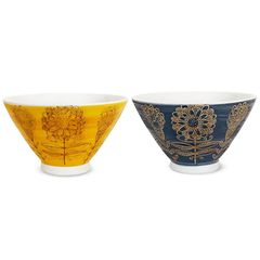 J-kitchens 勲山窯 ペア 茶碗 セット 直径 11cm 高さ 6.5cm 北欧の花 波佐見焼 日本製