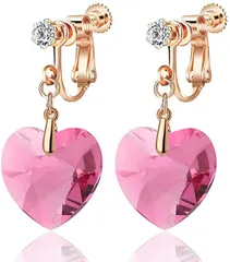 CHLOEOS イヤリング レディース 人気 ハート 華奢 元素採用 k18金 大人 可愛い 揺れる 金属アレルギー対応 ノンアレルギー 誕生日記念日( ピンク)