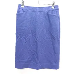 ◇ INDIVI インディヴィ シンプル 起毛感 キレイめ 膝丈 タイト スカート サイズ36 ネイビー レディース E  【1405140018998】