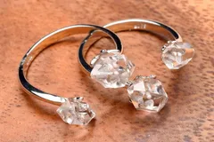 シルバー925 珍しい！ ハーキマーダイヤモンド 8-9x4-7mm リング 指輪 16号(サイズ調整可) 1個売り パワーストーン 天然石 _PR3281