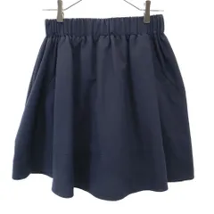 ランバンオンブルー 日本製 ミニ丈 フレアスカート 38 ネイビー LANVIN en Bleu ウエストゴム レディース