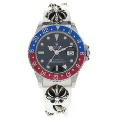 CHROME HEARTS (クロムハーツ) ×ROLEX GMTマスター CHXファンシーリンククリップブレスレット腕時計 Ref.1675 シルバー