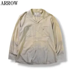 【入手困難】 50s60sヴィンテージ USA製 アロー ARROW 長袖 オープンカラー ポリコットン シャツ ループカラー 開襟 アメカジ トップス M メンズ