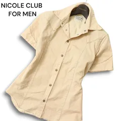 NICOLE CLUB FOR MEN ニコルクラブ フォーメン 春夏★ 半袖 ヘリンボーン ストライプ ウエスタン シャツ Sz.46 メンズ