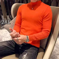 [2XL]春 コーデ メンズ 用 服 シンプル ファッション オシャレ 大人 かっこいい 大きいサイズ ストリート 紳士服 ハーフ タートルネックセーター 韓国スタイル ニット セーター スリムフィット 厚手 暖かい レイヤリング シャツ 無地