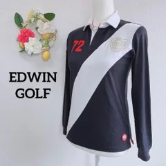 ☆フィット☆エドウィンゴルフ 長袖ポロシャツ エンブレム ワッペン ネイビー S