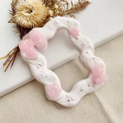 ホイップデコトレカケース　ピンク　くま　パール　リボン