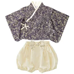 【新品】 [SEIWARAKU] ベビー服 袴 ロンパース 着物 和装 女の子 男の子 うさぎ柄 花柄 フォーマル 赤ちゃん お宮参り 百日祝 初節句 和服ロンパース カバーオール 出産祝い ベビー袴 HF29 (栗葉, 80) 0