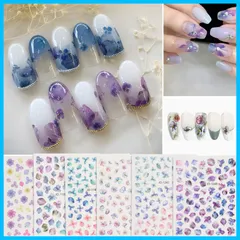 【特価商品】Chisafly ネイルシール 花 紫陽花 花びら ネイル用シール フラワー カラフル 夏の花 梅雨 6枚セット