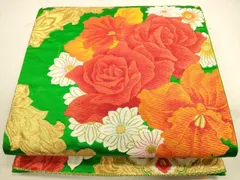 平和屋着物◎六通柄袋帯　唐織　草花文　金糸　正絹　逸品　CAAU8597ft