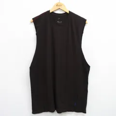 XL/古着 ラルフローレン ノースリーブ ブランド Tシャツ メンズ ワンポイントロゴ コットン クルーネック 濃茶 ブラウン 25jul14 中古
