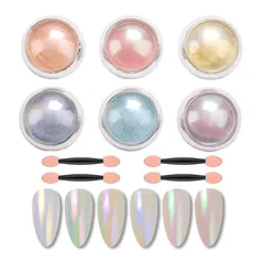 オーロラパウダー 6個セット透明性 クリア オーロラシェルパウダー ネオンパウダー ネイルパウダー オーロラネイル ミラーネイル パウダー ネイルアート レジン ジェルネイル