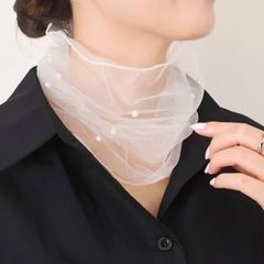 スカーフ ヘアバンド ネックカバー レディース   母の日  パール付き 薄手 かわいい おしゃれ 上品 きれいめ 日焼け対策 しわ対策  20代 30代 40代 50代 60代 70代 80代
