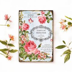 ブリキ看板 FT008 ピンクのバラ 薔薇 花 フワラー 植物 カラフル レトロ プレート ガーデニング インテリア おしゃれ 玄関 庭 ウエルカムボード デザインプレート ブリキプレート 薄型 軽量 アンティーク カフェ アクセント 装飾