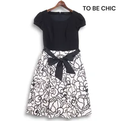 TO BE CHIC トゥービーシック 春夏 リボン ベルト♪ フラワー柄 半袖 ドッキング ワンピース Sz.40 レディース 日本製