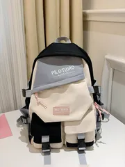 バッグ レディース バックパック 軽量 ビジネスカジュアル カラーブロック マルチポケット リュックサック 女性 、ファッショナブルで多用途、ティーンガール、女子大学生、新入社員、オフィスワーカーに最適、オフィス、