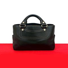 希少 極美品 フェラガモ ガンチーニ ハンドバッグ カーフ レザー ブラック 極 美品 Salvatore Ferragamo サルヴァトーレフェラガモ