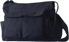 LENLOC（レンロック） ショルダー トートバッグ キャンバスバッグ ファスナー付き 大容量 肩掛け 斜めがけ 帆布バッグ たすき掛け 軽量 大きめ おしゃれ(ブラック,  15 x 49 x 33 cm)