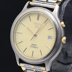 二次電池新品 ①軽量チタン SEIKO AGS SPIRIT 5M22-6B40 □ SEIKO AGS SPIRIT TITANIUM 5M22-6B40 二次電池交換諸々で