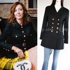 シャネル ヴィンテージ ジャケット CHANEL ブラック ウール100% ゴールド CCボタン カール・ラガーフェルド作品 貴重 美品 定番 38