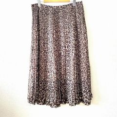 伊太利屋￼ イタリヤ ロングスカート ヒョウ柄 レオパード フレア 薄手