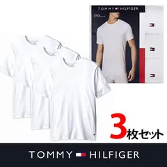 トミー Tシャツ TOMMY HILFIGER トミーヒルフィガー 丸首 半袖 Tee 3枚セット t465　ホワイト
