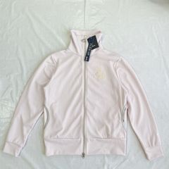 新品 未使用 タグ付き 日本製 ellesse エレッセ FLEX-UP レディース フルジップ ジャージ スポーツウェア M ピンク サクラ ロゴ 刺繍 薄手 吸汗 吸水 速乾 ストレッチ ニット素材 オシャレ かわいい