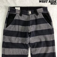 WEST RIDE BORDER PANTS ボーダーパンツ ワークパンツ ツイード ヘリンボーン W31 ネイビー ウエストライド