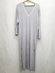 ◇ ⊂ ZARA ザラ サイドスリット ニット 薄手 長袖 マキシ丈 ワンピース サイズXS-S グレー レディース P  【1409090008740】