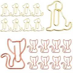 【数量限定】事務用品 文房具 メモクリップ 書類整理/招待状/付箋/手紙/メモ帳用 金属製 ブックマーク 犬 ネコ 2種類 可愛い クリップ 【20枚セット】ペーパークリップ ゼムクリップ 5WYOUKE