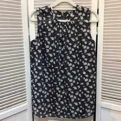 theory luxe セオリーリュクス シアーノースリーブブラウス 38 グレープリント柄