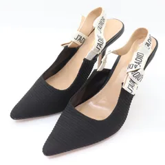 ITO14YW97H2S Christian Dior クリスチャンディオール J’ADIOR スリングバック ヒール ピンヒール パンプス サンダル ブラック ホワイト リボン バックストラップ サイズ39D レディース