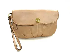 COACH コーチ レザー リストレット セカンドバッグ クラッチバッグ マルチポーチ 小物入れ カード入れ レディース ベージュ系 DI1354