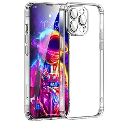 ☆HUOYUO iPhone 14 Pro Max 対応 ケース クリア【 カメラ レンズ 一体型保護 付き】 全透明 米軍MIL規格 落下防止,耐衝撃 吸収 保護 頑丈, 超 薄 型 軽量 黄ばみ防止,背面ハード PC +ソフト [クリア]